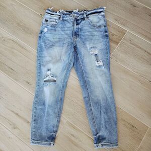 KanCan Frayed Hem Distressed Skinny Jeans in Light Blue Size 14